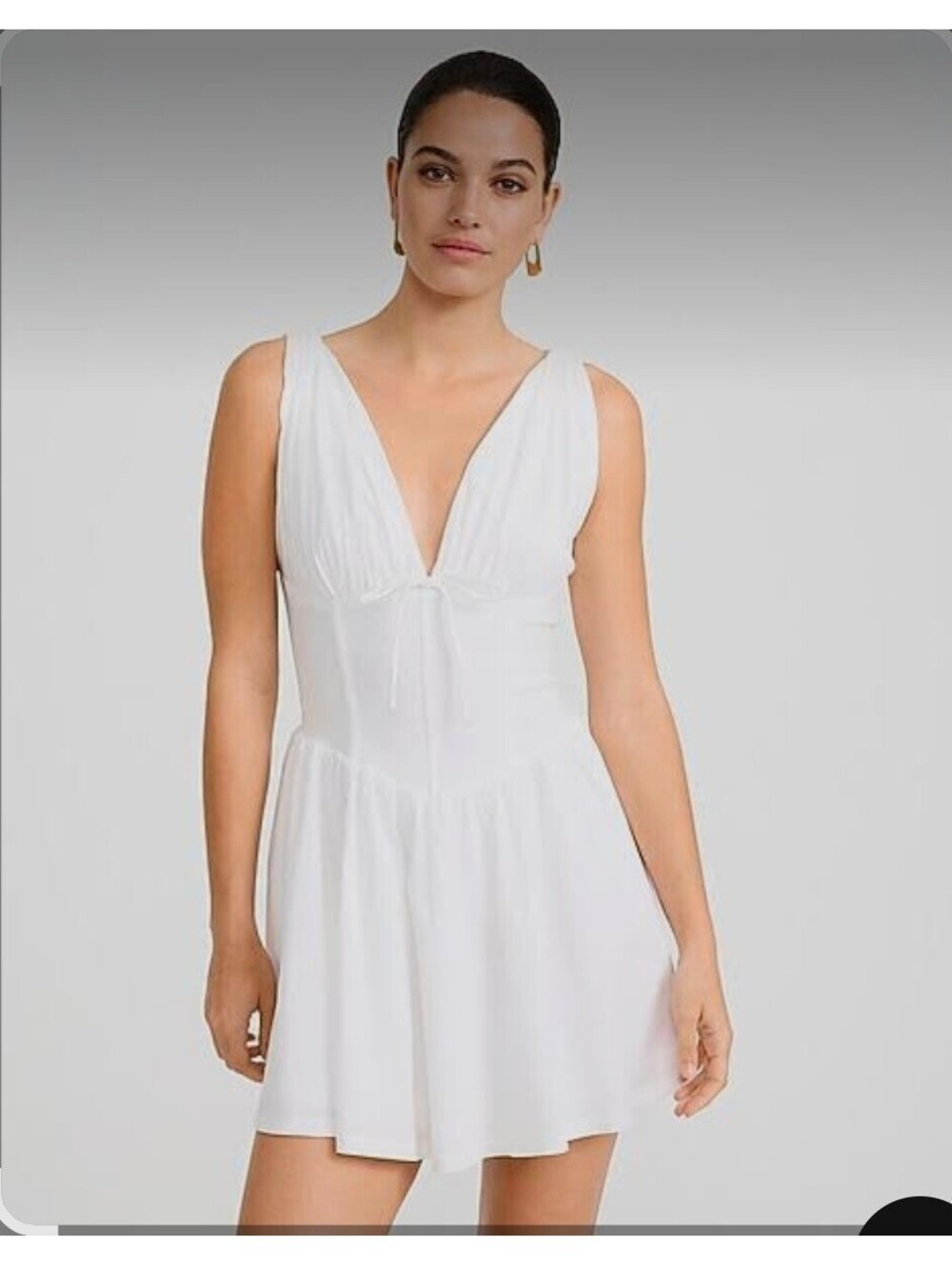 Black Halo White Sleeveless Deep V-Neck Mini Dress XL